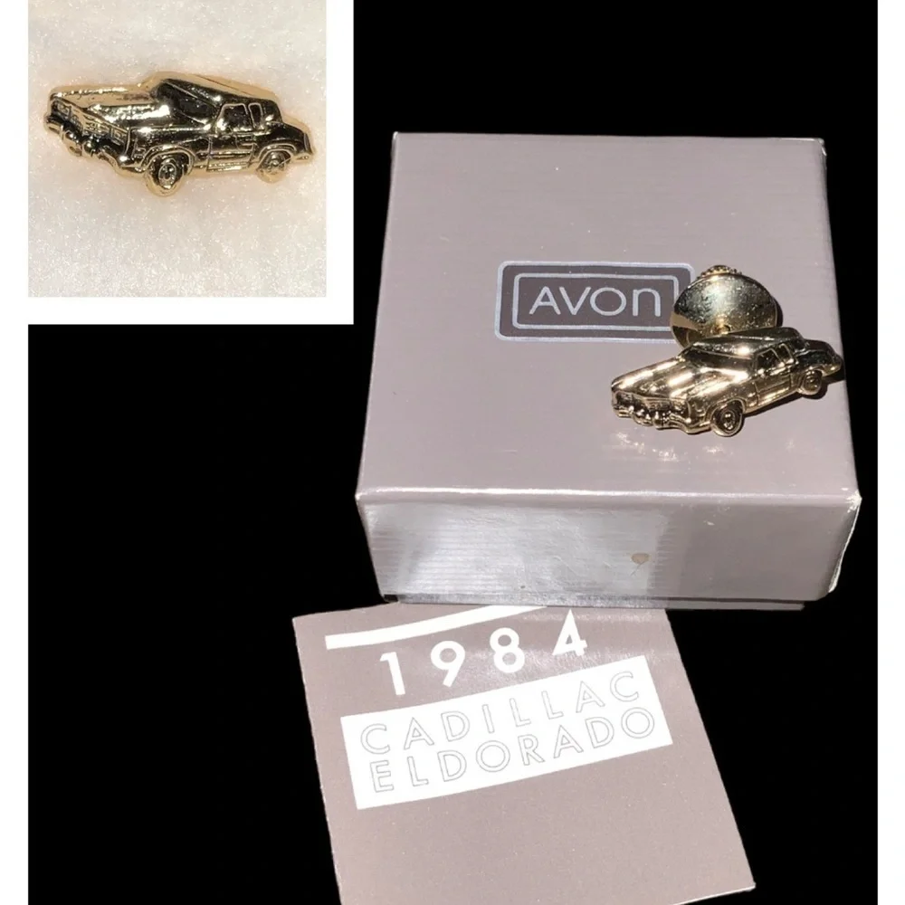 Avon 1984 Gold Cadillac Eldorado Car Tie Tack Lapel Pin New In Box